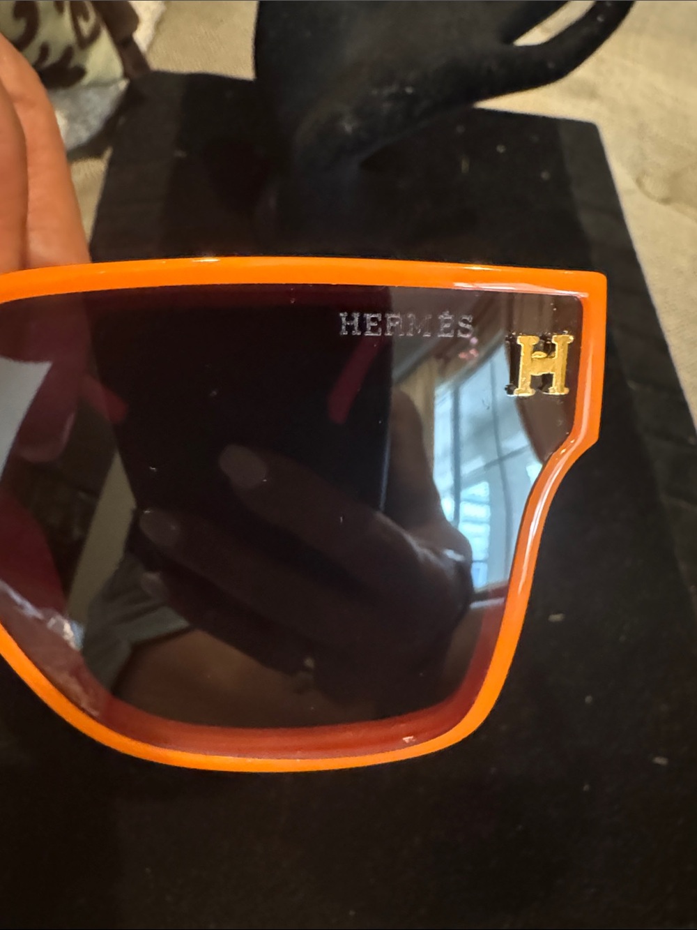 Hermes Orange & Gold Cool Design Frame Sunglasses - Picture 6 of 8